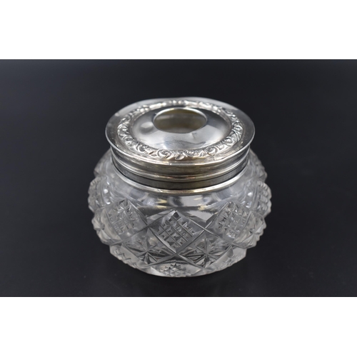 21 - Hallmarked Birmingham Silver Lidded Hairclip Jar (6cm) Circa 1911