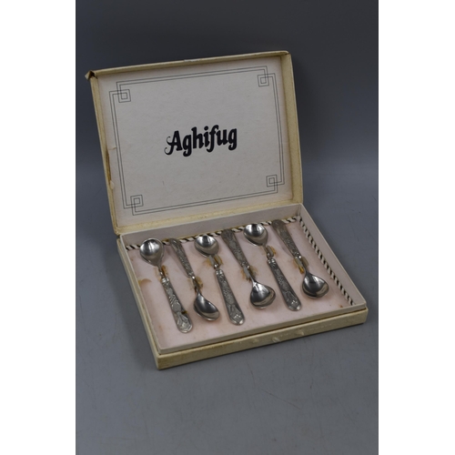 31 - A Boxed Set of Six Aghifug 800. Silver Teaspoons.