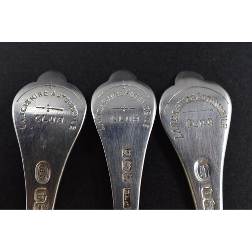 33 - Three Hallmarked Sheffield Silver Lancashire Automobile Association Spoons circa 1929