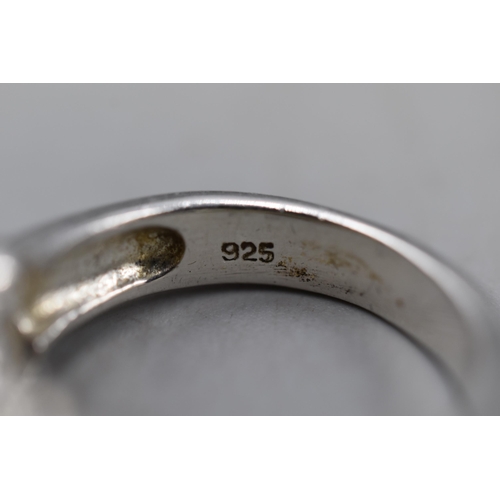 48 - Silver 925 4 Stoned Half Eternity Ring (Size R) Complete with Presentation Box