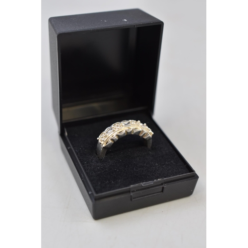 48 - Silver 925 4 Stoned Half Eternity Ring (Size R) Complete with Presentation Box