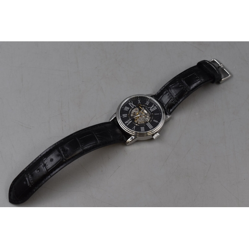 92 - Montine Automatic Skeleton Watch with Leather Strap (Working)