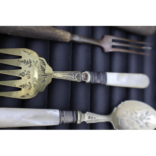 113 - Selection of Vintage Cutlery including Hallmarked london Silver Spoon