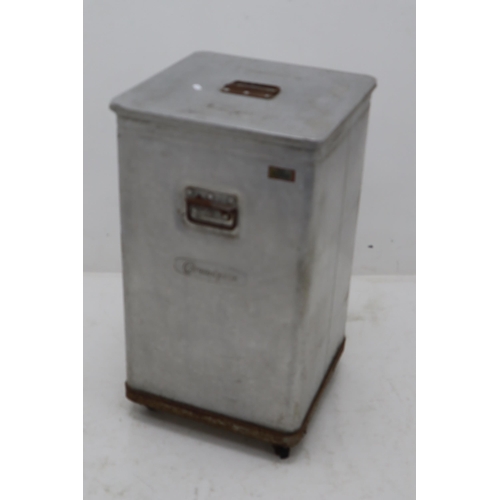 526 - Grundybin Aluminium Catering Plain Flour Storage Container on Removable Wheeled Base  with Lid  Appr... 