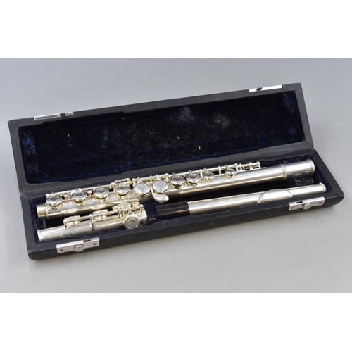 529 - A Cased Three Piece Flute, Marked K5J1.