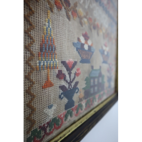 387 - A Framed and Glazed Victorian Sampler, Approx 16.5