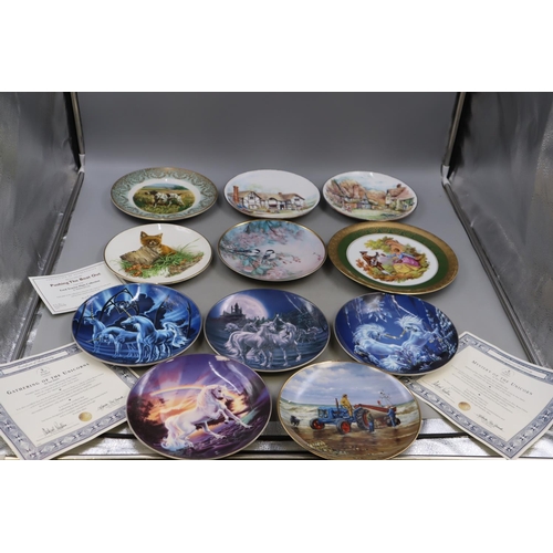 129 - Selection of Royal Doulton Unicorn Ltd Ed Plates, Franklin Mint Plates and More