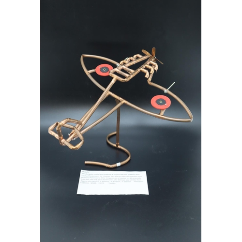 138 - Handmade Bespoke Spitfire Copper Tube Model (400mm x 450mm x 300mm) Charity