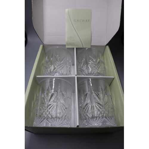 91 - Set of 4 Galway Crystal Whisky Glasses in Box