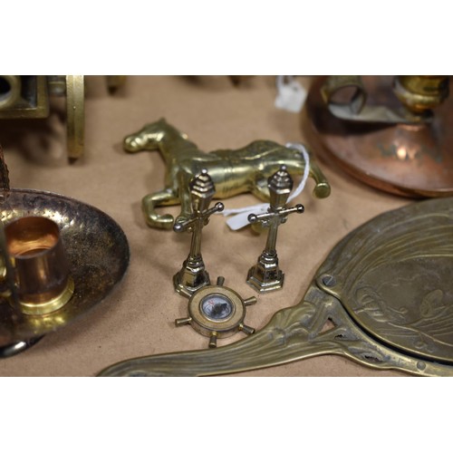 217 - Selection of Mixed Copper and Brassware including Canons, Art Nouveau Mirror and More