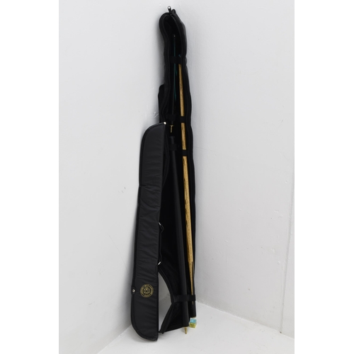 226 - A Johnny White BCE Custom Cues Snooker Cue in Case and a Separate Soft Case.