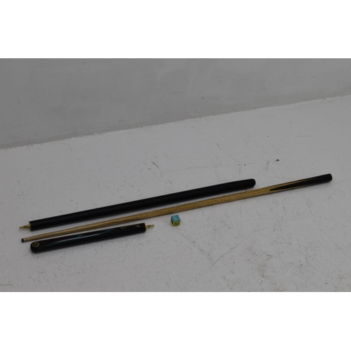 226 - A Johnny White BCE Custom Cues Snooker Cue in Case and a Separate Soft Case.