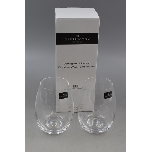 52A - Pair of Designer Dartington Crystal Stemless Wine Tumblers.