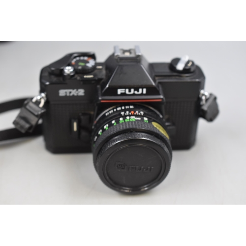 75A - Large Selection of Camera Equipment to include Vintage Fuji STX-2 35mm Camera, Vivitar 3700 Camera, ... 