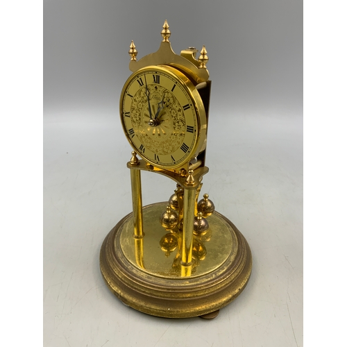 231 - Kundo West German Clockwork Glass Domed Anniversary Clock. in Need of Attention