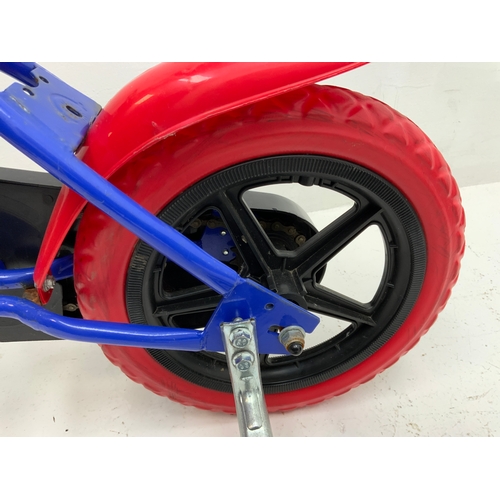 236 - Small Childrens Spider-Man Bike with Stabilisers. 11” Wheels.