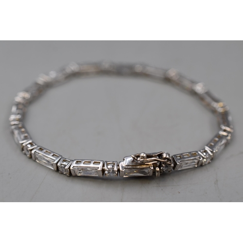 14 - Silver 925 Clear Stoned Bracelet Complete with Presentation Box