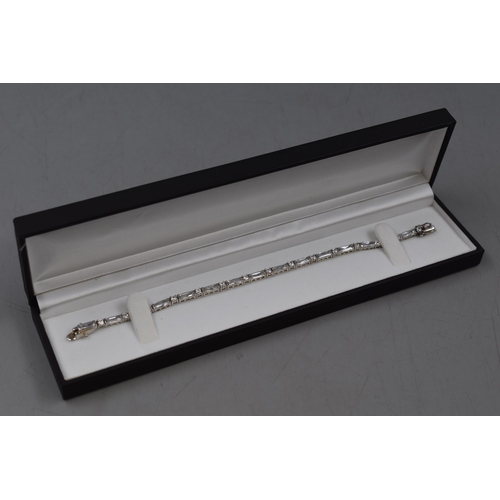 14 - Silver 925 Clear Stoned Bracelet Complete with Presentation Box