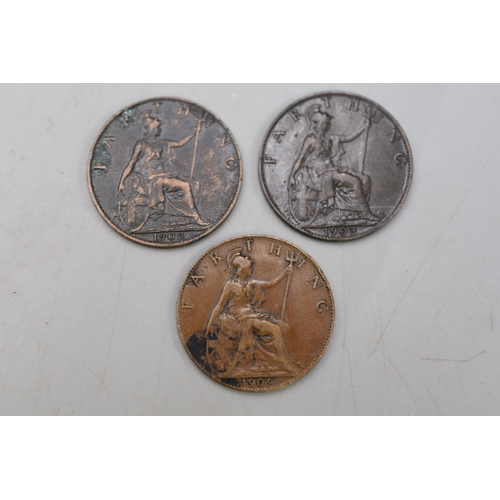 183 - Three High Grade Farthing Coins, 1902, 1903 and 1909.