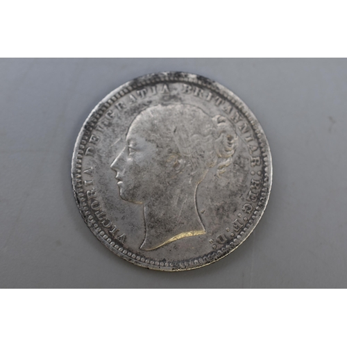 186 - An 1872 Silver Victorian Shilling.