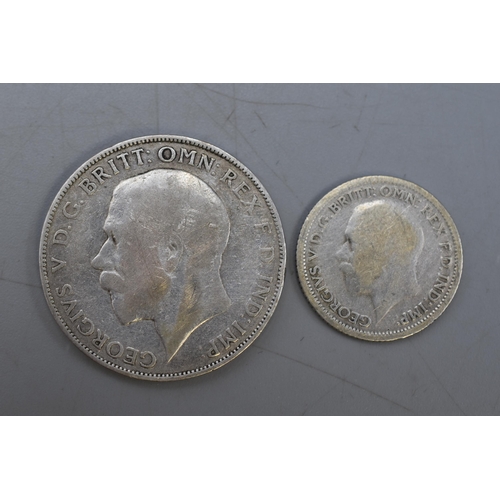 190 - Two British Silver Coins, A 1923 Florin and 1928 Sixpence.