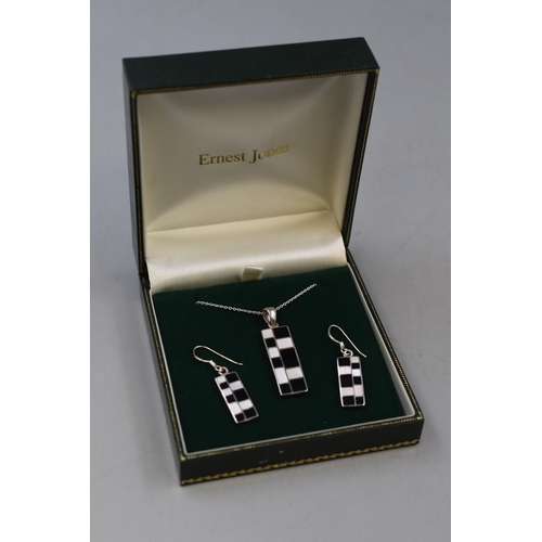 54 - Silver 925 Pendant Necklace with Matching Earrings Complete with presentation Box