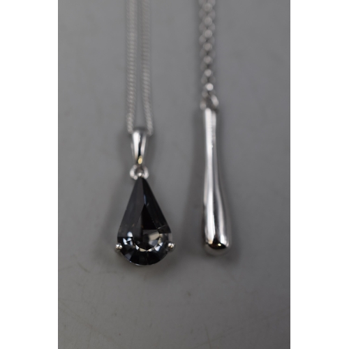 66 - Selection of Three New 925 Silver Necklaces to include Smoky Quartz Style Pendant, Long Drop Pendant... 