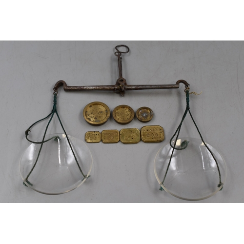 325 - A H Baird Chemist Scales with Weights and Wooden Case