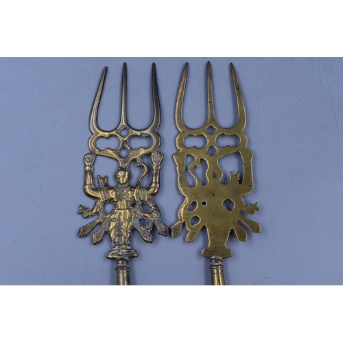 326 - Pair Of Indian Vishnu Brass Toasting Forks