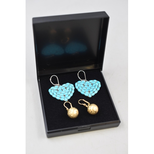 77 - Two pairs of Silver 925 Earrings including Turquoise