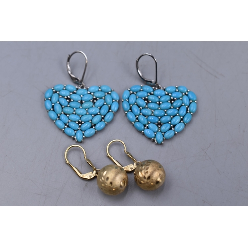 77 - Two pairs of Silver 925 Earrings including Turquoise