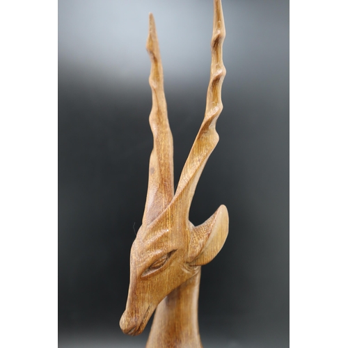 332 - A Pair of Carved Wooden Impalas, Approx 17.5