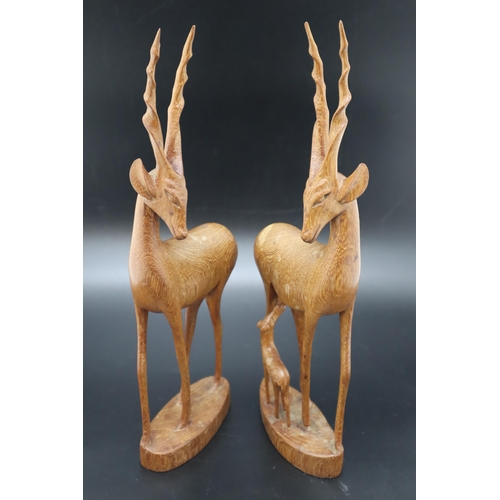 332 - A Pair of Carved Wooden Impalas, Approx 17.5