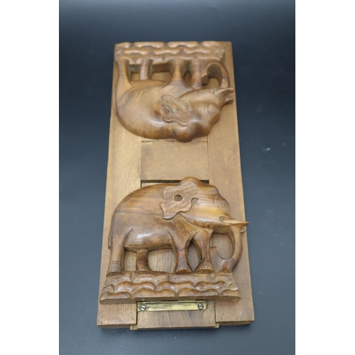 334 - A Carved Wooden Extending Elephant Book Stand, Approx 14