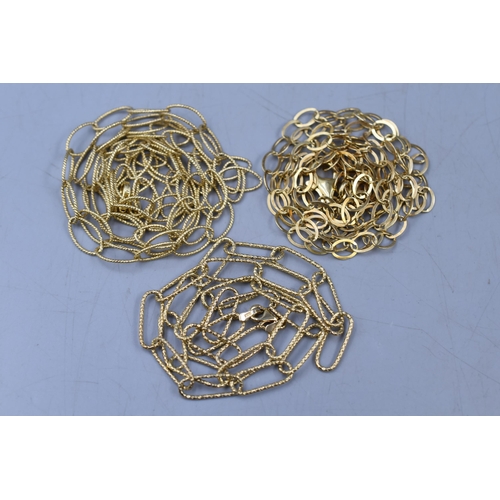 81 - Three Gold on Silver Chain Link Necklaces (925 Silver).