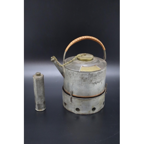 344 - G WS & S Vintage Camping Kettle with Heater and Fuel Container