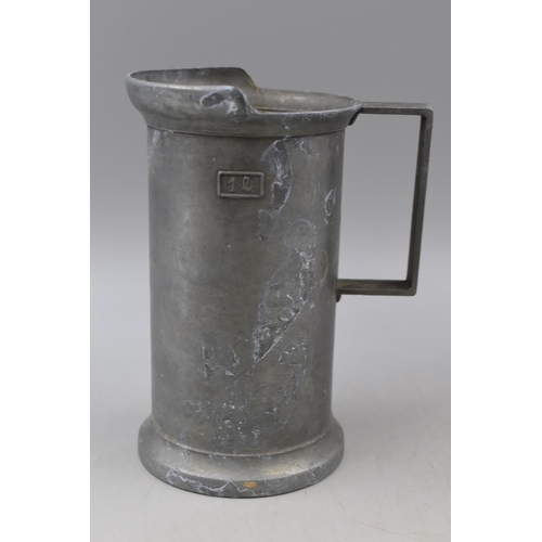 345 - Vintage Peltrano 1 Litre Measuring 95% Pewter Measuring Jug, Made in Italy