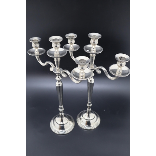 348 - Set Of 2 Three Arms Candlestick Holders