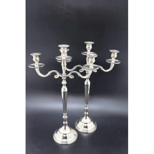 348 - Set Of 2 Three Arms Candlestick Holders