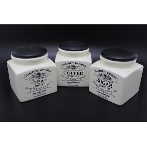 352 - Set of 3 Charlotte Watson's Country Coffee, Tea and Sugar Cannisters