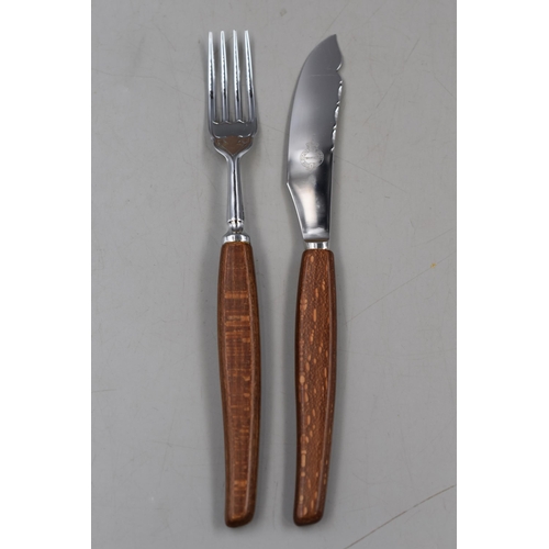 354 - Mid Century Glosswood Teak Handled 12 piece Cutlery Set