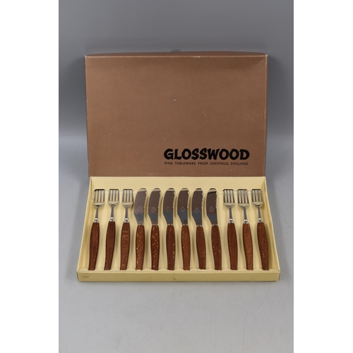 354 - Mid Century Glosswood Teak Handled 12 piece Cutlery Set