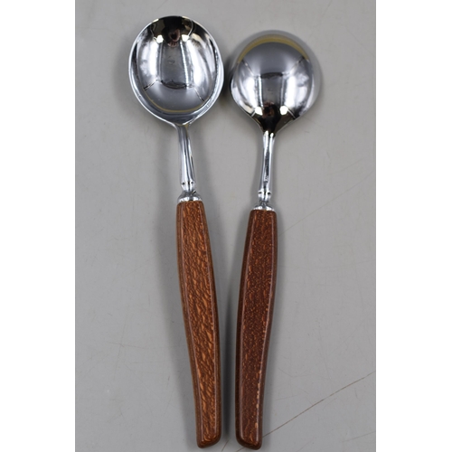 355 - Mid Century teak Handled Spoon Set in Original Box