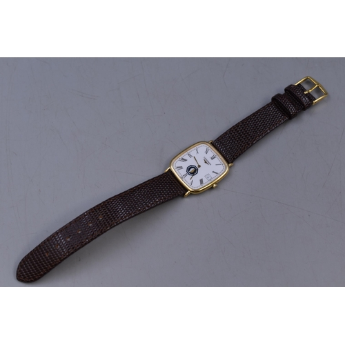 94 - Longines Date Slimline Quartz Watch with Leather Strap (Working)