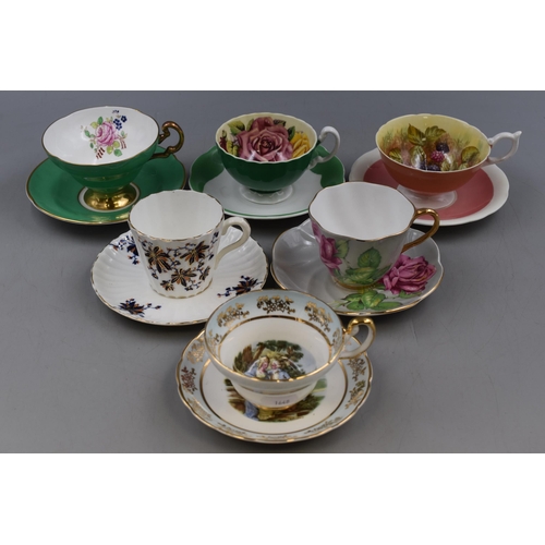 369 - Six Fine Bone China Cup and Saucer sets including Aynsley, Dolphin, Old Royal and More