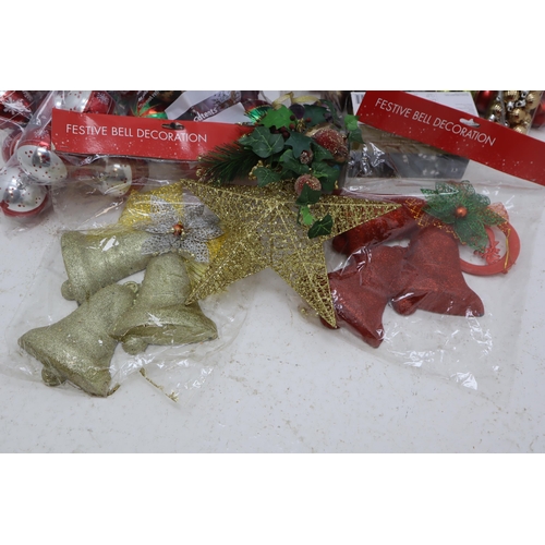 371 - A Large Selection of Christmas Decorations and Accessories. Includes Black 3ft Christmas Tree, Baubl... 