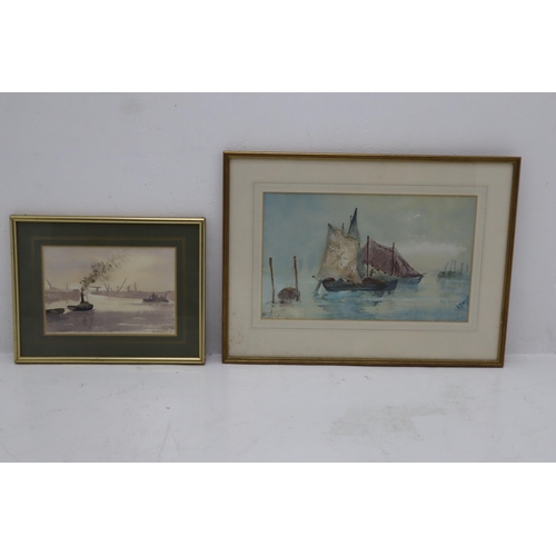 375 - 2 Water Coloured Fishermen Art Pieces By Ron Parkinson And 