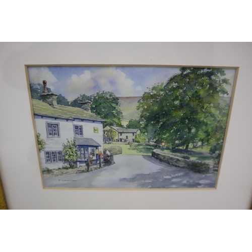 378 - Water Colour Painting Of School Lane, Martin Moss In Early 1900's By Ron Parkinson And 2 Frame Glaze... 