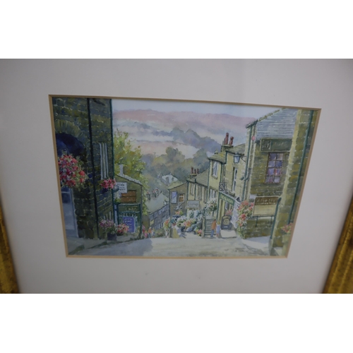 378 - Water Colour Painting Of School Lane, Martin Moss In Early 1900's By Ron Parkinson And 2 Frame Glaze... 