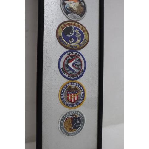 379 - A Framed and Glazed Selection of Twelve Apollo Patches.